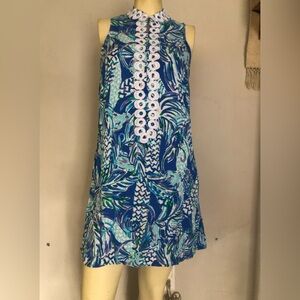 Lilly Pulitzer Blue and White Abstract Dress Size 2